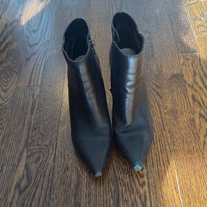 Black Ankle Boots with Snakeskin Print